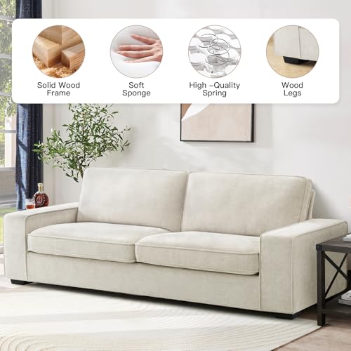 Modern 88" Chenille 3-Seater Sofa in Beige