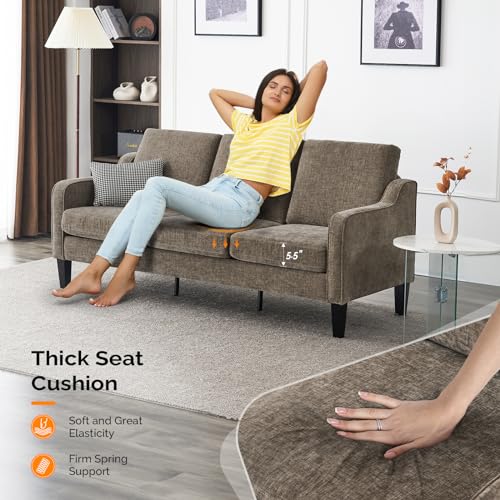 VINGLI 71" Mid Century Modern Sofa in Brown