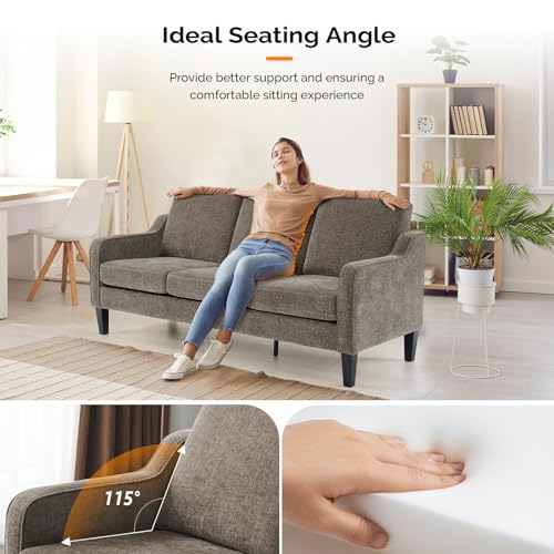 VINGLI 71" Mid Century Modern Sofa in Brown