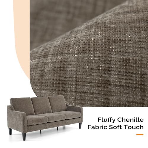 VINGLI 71" Mid Century Modern Sofa in Brown