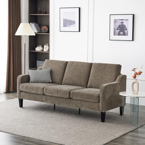 VINGLI 71" Mid Century Modern Sofa in Brown