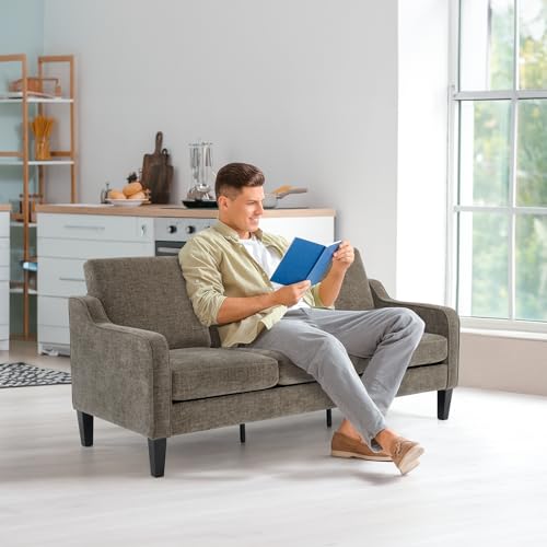 VINGLI 71" Mid Century Modern Sofa in Brown