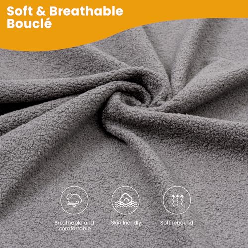 KKL Deep Seat Sofa 89" with Throw Pillow, Modern Sofa, Couches for Living Room, Comfy Sofa, Sleeper Couch, Bouclé, Dark Grey