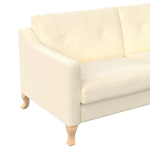 Mr. Kate Tess Sofa with Soft Pocket Coil Cushions, Small Space Living Room Furniture, White Linen