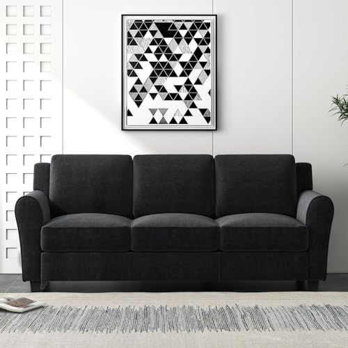 Bonzy Home 80.7" Sofa, 3 Seater Sofa Couch for Living Room, Modern Couch with Thick Cushion for Apartment Office, Black
