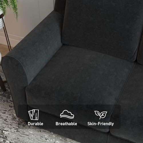 Bonzy Home 80.7" Sofa, 3 Seater Sofa Couch for Living Room, Modern Couch with Thick Cushion for Apartment Office, Black