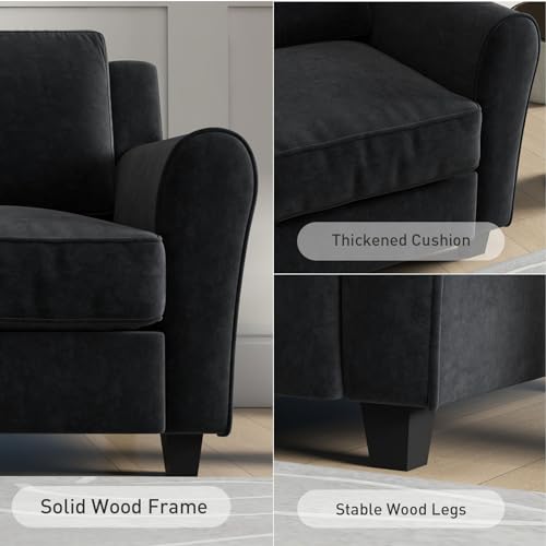 Bonzy Home 80.7" Sofa, 3 Seater Sofa Couch for Living Room, Modern Couch with Thick Cushion for Apartment Office, Black