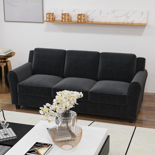 Bonzy Home 80.7" Sofa, 3 Seater Sofa Couch for Living Room, Modern Couch with Thick Cushion for Apartment Office, Black