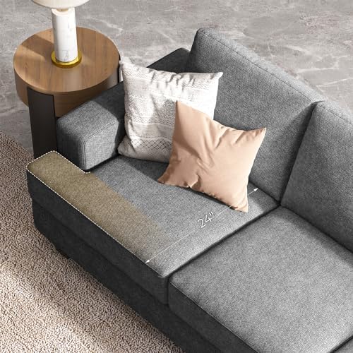 Fadware 89 Inch Couch, 3 Seater Couches with Deep Seats, Modern Grey Loveseat 3-Seat Sofa Couches for Living Room Apartment Lounge, Detachable Sofa Cover/Easy to Install