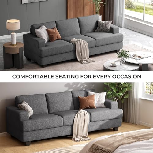 Fadware 89 Inch Couch, 3 Seater Couches with Deep Seats, Modern Grey Loveseat 3-Seat Sofa Couches for Living Room Apartment Lounge, Detachable Sofa Cover/Easy to Install