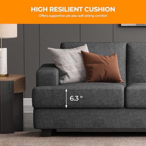 Fadware 89 Inch Couch, 3 Seater Couches with Deep Seats, Modern Grey Loveseat 3-Seat Sofa Couches for Living Room Apartment Lounge, Detachable Sofa Cover/Easy to Install