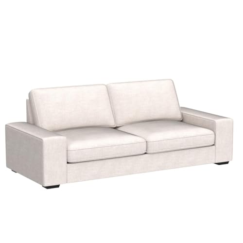 LEISLAND 88.58" Modern Sofas Couches for Living Room, Chenille Sofas & couches with Square Armrest, Removable Low-Back Sofa Cushion and Detachable Sofa Cover/Easy to Install(Beige)
