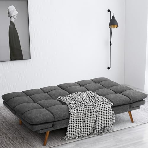 IULULU Futon Sofa Bed, Modern Convertible Sleeper Couch Daybed with Adjustable Armrests for Studio, Apartment, Office, Small Space, Compact Living Room