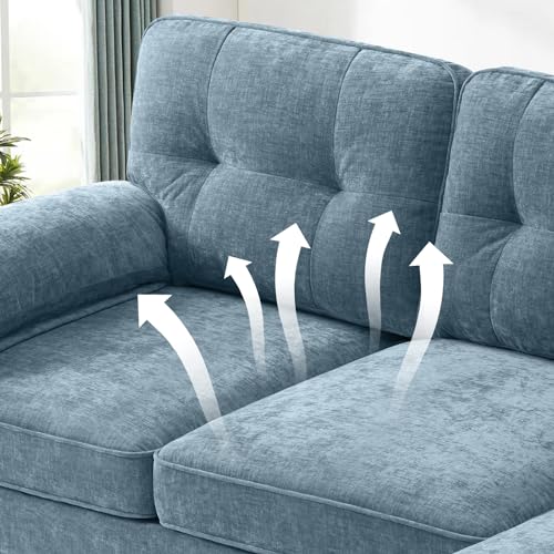 EASELAND 82" L-Shape Sofa with Reversible Chaise Lounge, Convertible Sectional Sofa Couch, Chenille Modern Sofa Couch for Living Room, Apartment and Office, Removable Cover