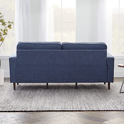 Edenbrook Lynnwood Upholstered Sofa - Couch for Living Room Office or Bedroom - Mid-Century Modern Design Furniture - Buttonless Tufting - Simple Assembly - Includes Bolster Pillows - Navy