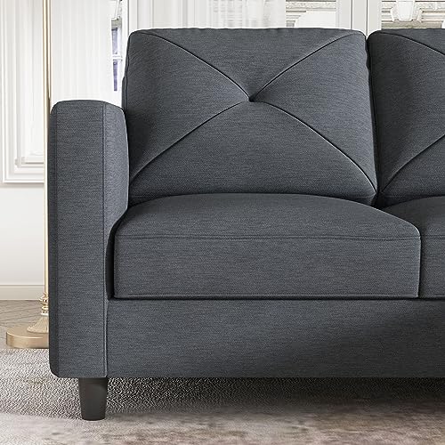 HONBAY Convertible Sectional Sofa U Shaped Couch 4 Seat Sofa with Double Chaises for Living Room, Bluish Grey
