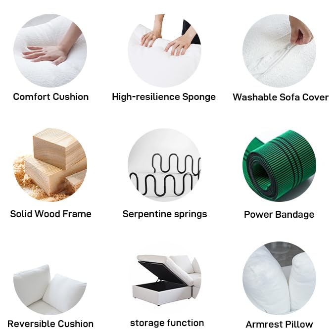 WJShome Cloud Modular Sectional Sofa,120.45" Down Filled Comfort L Shaped Sofa Couch for Living Room,Minimalist Wide Deep Seat Couches for Office Apartment (White, 3 Seater+1 Ottoman)