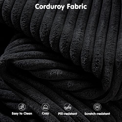 ovios 104" Cloud Sectional Couch with L-Shape Chaise,Modern Modular Sofa with Deep Seat, Upholstered Couches for Living Room Bedroom,No Assembly Required, Black (Corduroy Fabric)