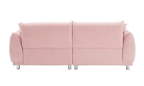87" Sherpa Teddy Modular Loveseat Sectional Sofas, Modern Luxury Contemporary 3-Seat Cloud Couch with Metal Legs, Lambswool Fabric Leisure Sofa&Couches Furniture for Apartment,Office,2 Pillows