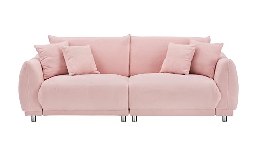 87" Sherpa Teddy Modular Loveseat Sectional Sofas, Modern Luxury Contemporary 3-Seat Cloud Couch with Metal Legs, Lambswool Fabric Leisure Sofa&Couches Furniture for Apartment,Office,2 Pillows