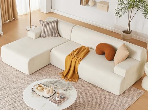 Huatean Home 107” Modular Sectional Sofa, Modern Couch Sponge Sectional Sofa Couch for Living Room, High Density Sponges Cloud Couch Sectional, L-Shape Couches for Living Room, Beige