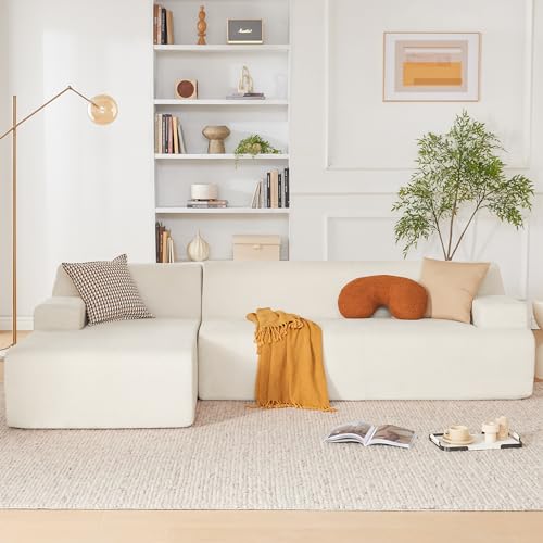 Huatean Home 107” Modular Sectional Sofa, Modern Couch Sponge Sectional Sofa Couch for Living Room, High Density Sponges Cloud Couch Sectional, L-Shape Couches for Living Room, Beige