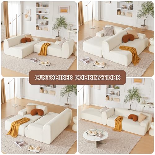 Huatean Home 107” Modular Sectional Sofa, Modern Couch Sponge Sectional Sofa Couch for Living Room, High Density Sponges Cloud Couch Sectional, L-Shape Couches for Living Room, Beige