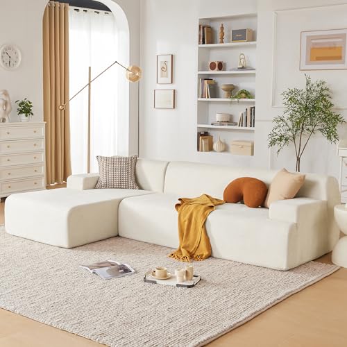 Huatean Home 107” Modular Sectional Sofa, Modern Couch Sponge Sectional Sofa Couch for Living Room, High Density Sponges Cloud Couch Sectional, L-Shape Couches for Living Room, Beige