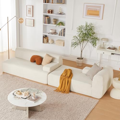 Huatean Home 107” Modular Sectional Sofa, Modern Couch Sponge Sectional Sofa Couch for Living Room, High Density Sponges Cloud Couch Sectional, L-Shape Couches for Living Room, Beige