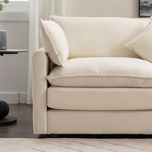 Ball & Cast 100.39" Modular Sectional Sofa with Removable Ottoman, L Shaped 3-Seater Cloud Couch with Pillows for Living Room,Apartment,Office,Beige