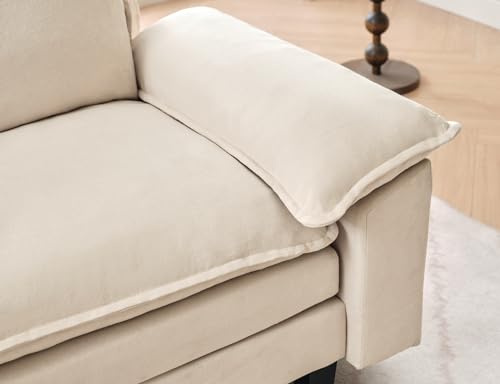 Txtin's 118" 3 Seat Cloud Couches for Living Room, L Shaped Sectional Couch with Ottoman, Modular Sectional Sofa for Apartment, Beige
