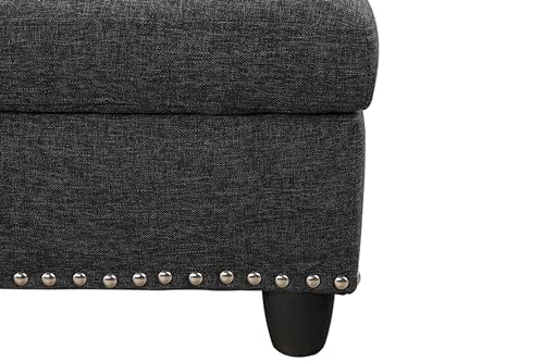 ACQCA 98" L Shaped Sectional Sofa with Left Facing Chaise,Linen Upholstered Corner Couch with Removable Storage Ottoman and Hidden Cup Holders for Living Room,Charcoal Grey