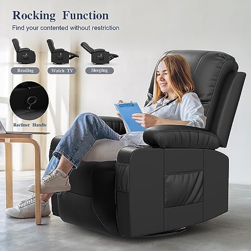 FURNIMAT Recliner Sofa Set with 3+1 Pieces in Living Room, 3 Seater Reclining Sofa, 1 Recliner Chair with 360 Degree Swivel Single Sofa Seat