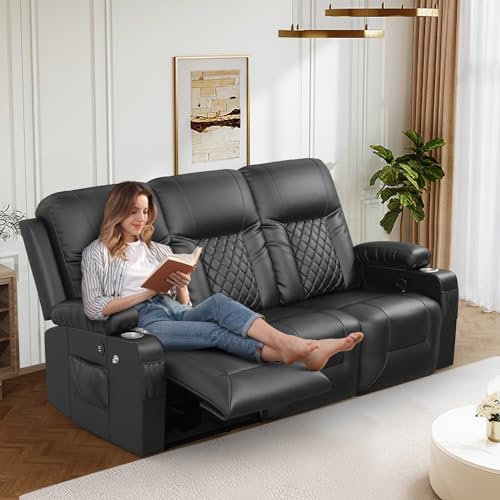 FURNIMAT Recliner Sofa Set with 3+1 Pieces in Living Room, 3 Seater Reclining Sofa, 1 Recliner Chair with 360 Degree Swivel Single Sofa Seat