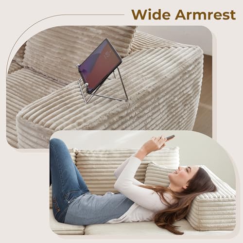 104" L-Shape Modular Sectional Sofa Couch - Comfy Upholstered Cloud Couch for Living Room - Modern Minimalist Couch,Deep Seat,No Assembly Required (Beige,Plush Corduroy, Right Facing Chaise)