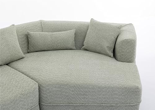 Modern Living Room Cloud Curved Foam Sofa with Chaise Lounge,Right-Facing Deap Seat Modular Sectional Couch,2 PC Free Combination Minimalist Boucle Sofá Corner Recliner Couches Floor Sofabed