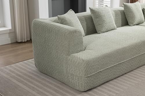 Modern Living Room Cloud Curved Foam Sofa with Chaise Lounge,Right-Facing Deap Seat Modular Sectional Couch,2 PC Free Combination Minimalist Boucle Sofá Corner Recliner Couches Floor Sofabed