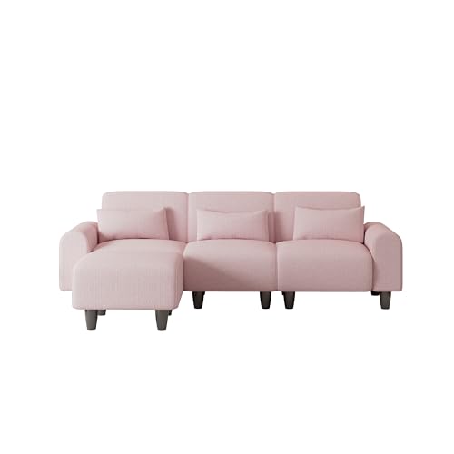 NicBex Sectional Couch Sofa with Lounge Chair Polyester Modern L Shaped Cloud Couch for Living Room Furniture Sets with Waist Pillows, Modular Sofa for Living Room, Bedroom, Apartment, 84.6" L, Pink