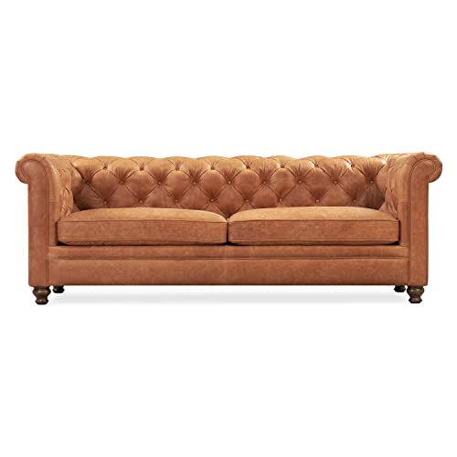 POLY & BARK Lyon 87.4" Sofa in Full-Grain Pure-Aniline Italian Tanned Leather in Cognac Tan