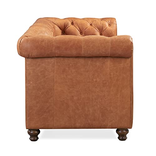 POLY & BARK Lyon 87.4" Sofa in Full-Grain Pure-Aniline Italian Tanned Leather in Cognac Tan