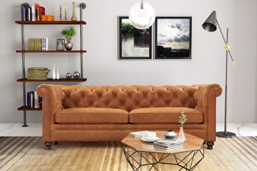 POLY & BARK Lyon 87.4" Sofa in Full-Grain Pure-Aniline Italian Tanned Leather in Cognac Tan