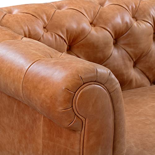 POLY & BARK Lyon 87.4" Sofa in Full-Grain Pure-Aniline Italian Tanned Leather in Cognac Tan