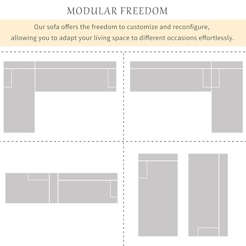 VnndeNest 107'' Modular Sectional Couch, Comfy Chenille Fabric Sectional Sofa with Chaise Lounge, Modern Upholstered L-Shape Sofa Corner Couch for Living Room, Apartment, Bedroom, Assembly-Free，Beige