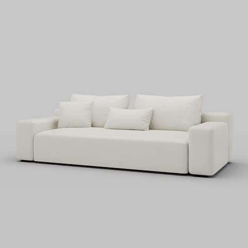 Acanva Modern Minimalist Sofa with Extra Deep Seats for Living Room, Bedroom and Lounge, Vegan Leather Couch