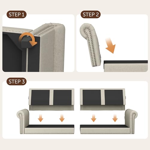 Nolany Sectional Sofa, L Shaped Sectional Couch with Reversible Chaise, Convertible 4 Seater Sofa for Small Space, Beige