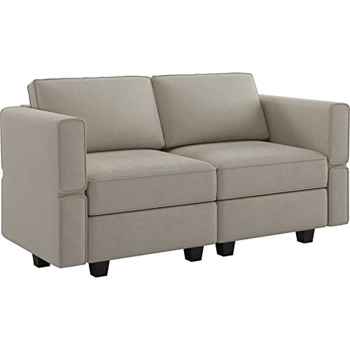 Belffin Modular Loveseat Sofa Couch with Storage Seats Velvet 2 Seater Love Seats for Small Spaces Grey