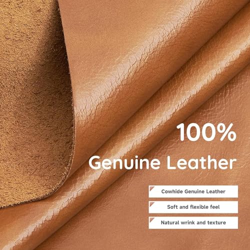 Z-hom 67" Genuine Leather Sofa, Top-Grain 2 Seater Loveseat Couch, Mid-Century Modern Upholstered Sofa for Living Room Bedroom Apartment Office, Cognac Tan