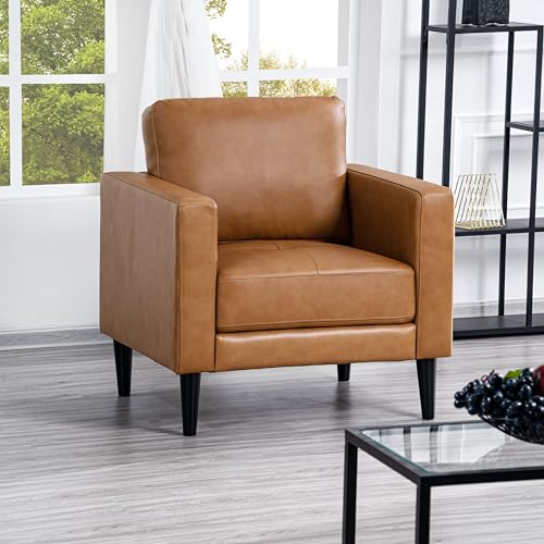 Naomi Home Genuine Leather Upholstered Sofa Set - Revel in Exquisite Leather Opulence - Unparalleled Luxury Mid-Century Leather Chair/Loveseat Tan