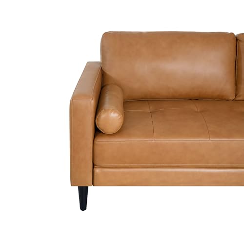 Naomi Home Genuine Leather Upholstered Sofa Set - Revel in Exquisite Leather Opulence - Unparalleled Luxury Mid-Century Leather Chair/Loveseat Tan