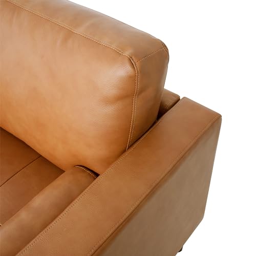 Naomi Home Genuine Leather Upholstered Sofa Set - Revel in Exquisite Leather Opulence - Unparalleled Luxury Mid-Century Leather Chair/Loveseat Tan